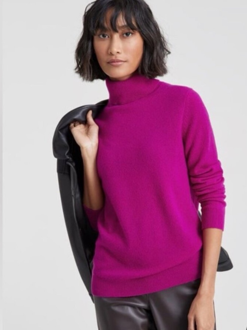 Charter Club 100% Cashmere Turtleneck Sweater Magenta Pink Size M